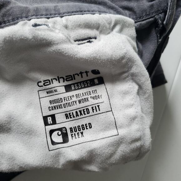 Carhartt Shorts Mens 36 Gray Rugged Flex Relaxed Fit Canvas Utility Work BS3652 - Picture 8 of 9